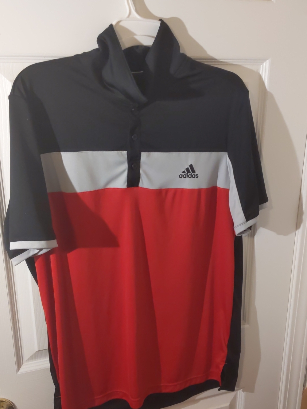 Adidas Men’s Large Red and Black Performance Polo